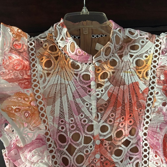 Elegant Lace Midi Dress with Ruffle Details - Picture 3 of 13